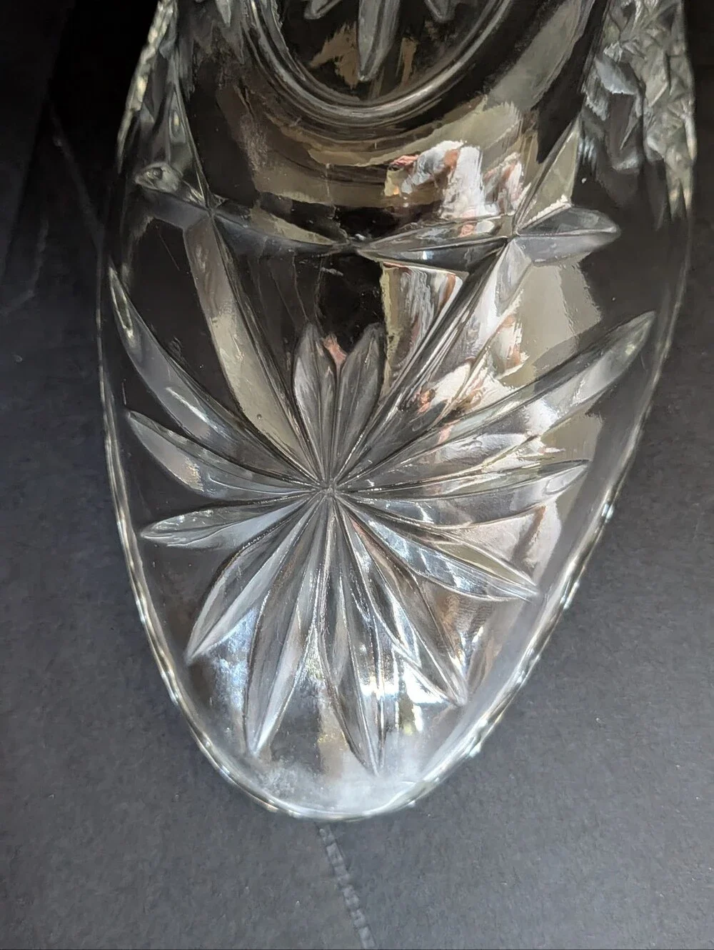 VTG MCM Anchor Hocking Clear Glass Relish Dish Prescut Star Of David EAPC 9.5